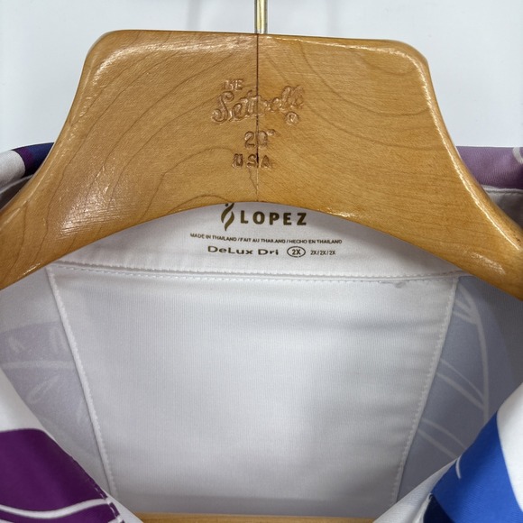 Lopez Pullover Top Womens 2X Purple Blue Leaf Print Long Sleeve Stretch Golf - Picture 2 of 10